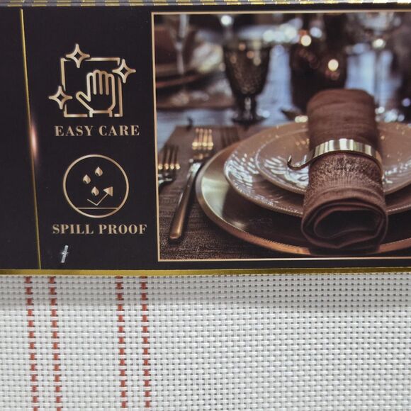 Dan River Set of 4 White Stripes Rectangular Placemats PVC Woven Table Mats - Picture 5 of 7